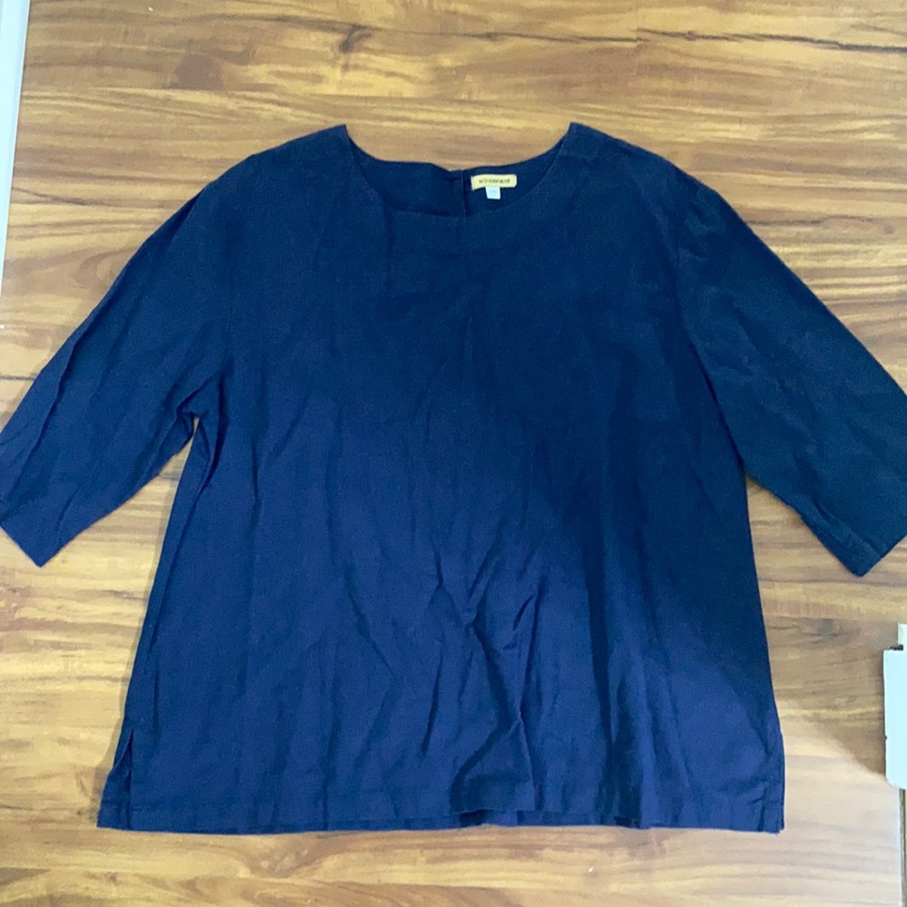 Navy Linen Top